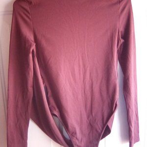 Women's M long sleeve brown bodysuit button bottom
